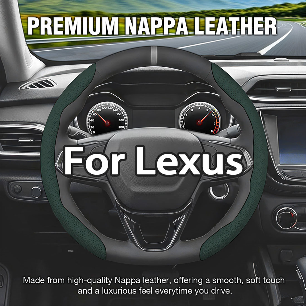 Nappa Leather car 2PCS Segmented Steering Wheel Cover for Lexus 38cm Anti-slip