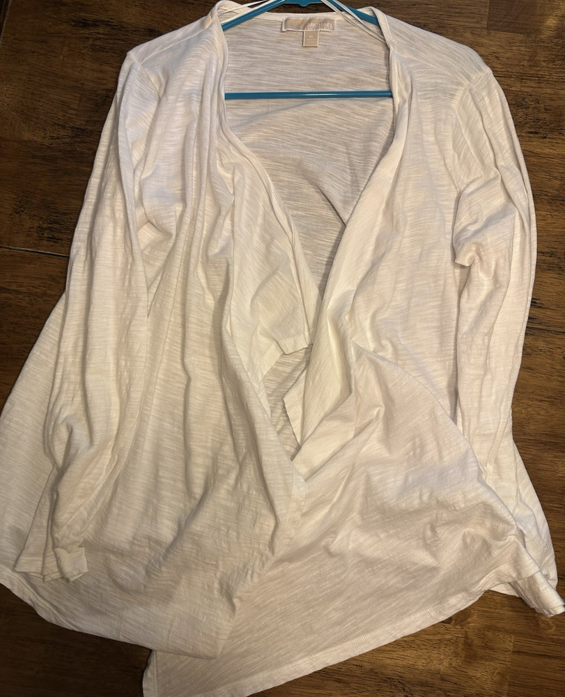 Michael Michael Kors Womens White Cotton Knit V-Neck Long Sleeve Top XL