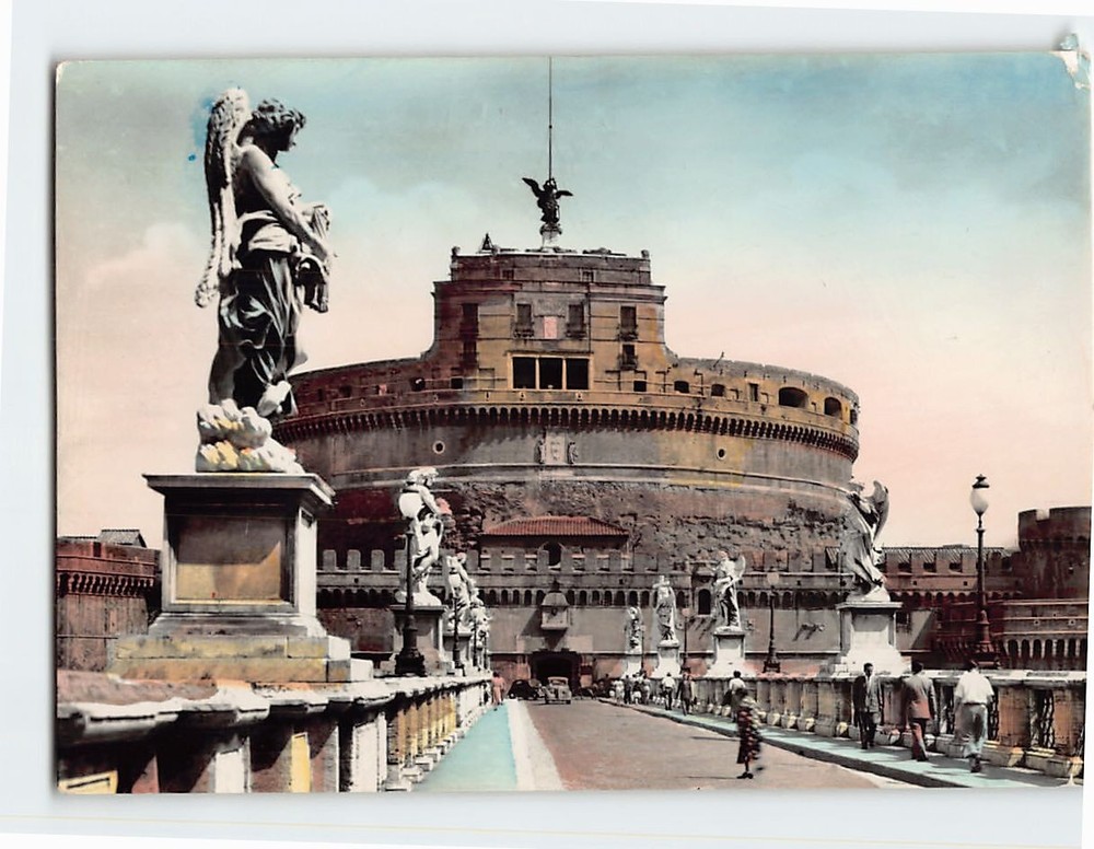 Postcard Sant'Angelo Bridge and Castle, Rome, Italy