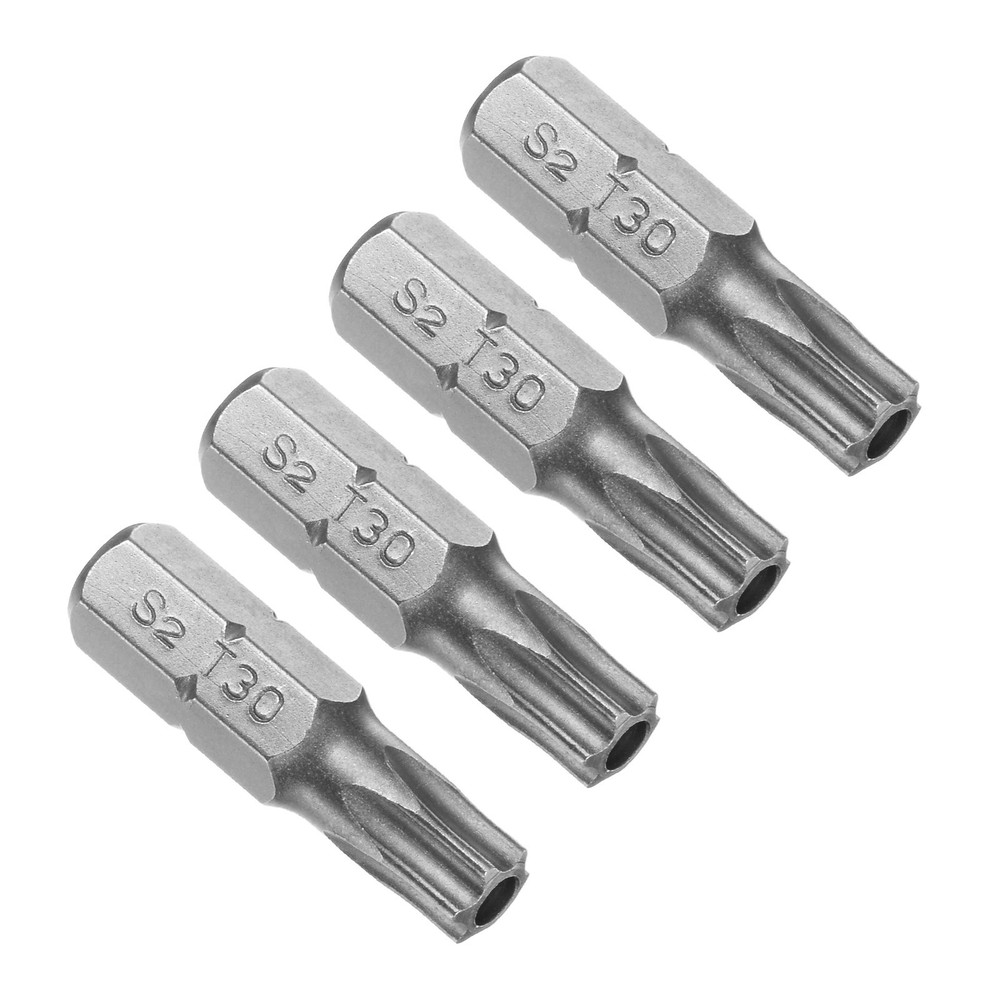 4-Piece T30 Magnetic Torx Screwdriver Bits 1/4 Hex Shank 25mm
