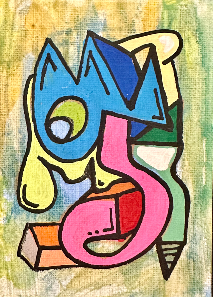 Modern Cubist Abstract Pop Art Graffiti ACEO Artist Trading Card ATC-image