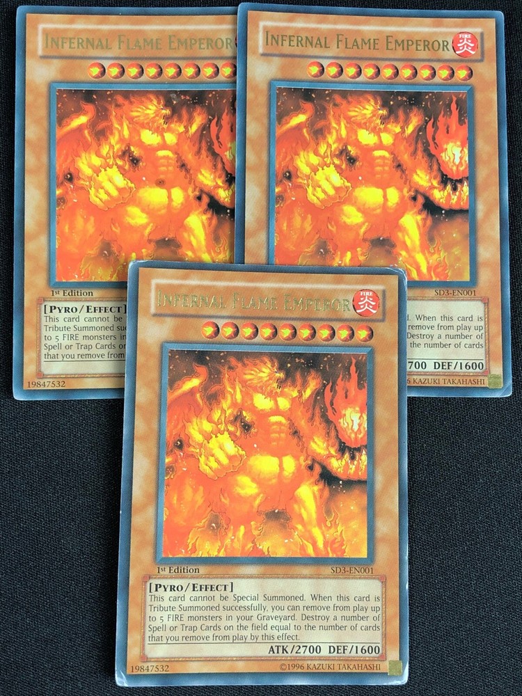 YUGIOH INFERNAL FLAME EMPEROR SD3-EN001 1ST ULTRA X3 PLAY/WEAR