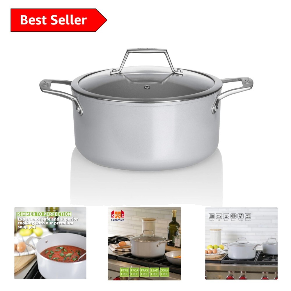 Induction-Ready 5-Quart Ceramic Cookware with Glass Lid - Eco-Friendly Design