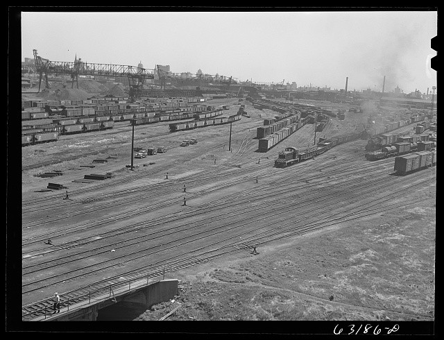 Milwaukee Wisconsin 1941 Railroad Yards Freight Cars Trains Yard View