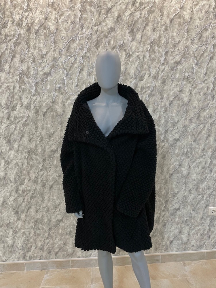 Rundholz Black Label Women's Black Teddy Coat Wool Blend Oversized Jacket Sz M