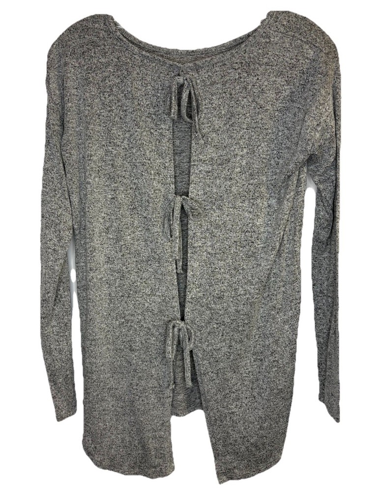 Women's AERIE “JUST ADD LEGGINGS” Heather Gray Open Tie-Back Top Size Small