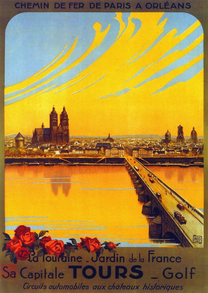 Chemin de fer Jardin de la France Decor Poster. Fine Graphic Art Design. 2941