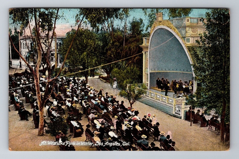 Los Angeles CA-California, At Westlake Park In Winter, Antique Vintage Postcard