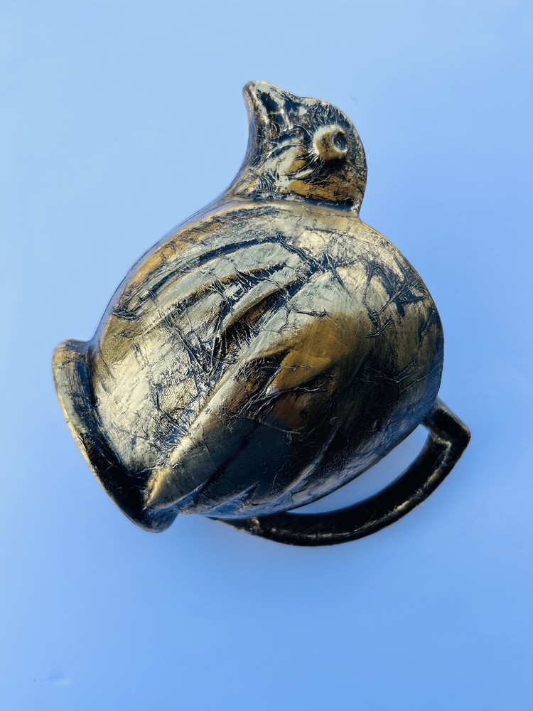 1940s Antique Gold Leaf McCoy Pottery Chicken Pitcher, Figural Bird USA (RARE)