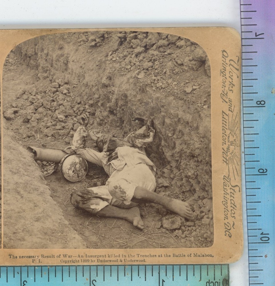 Insurgent Killed Battle of Malabon Philippines Underwood Stereoview