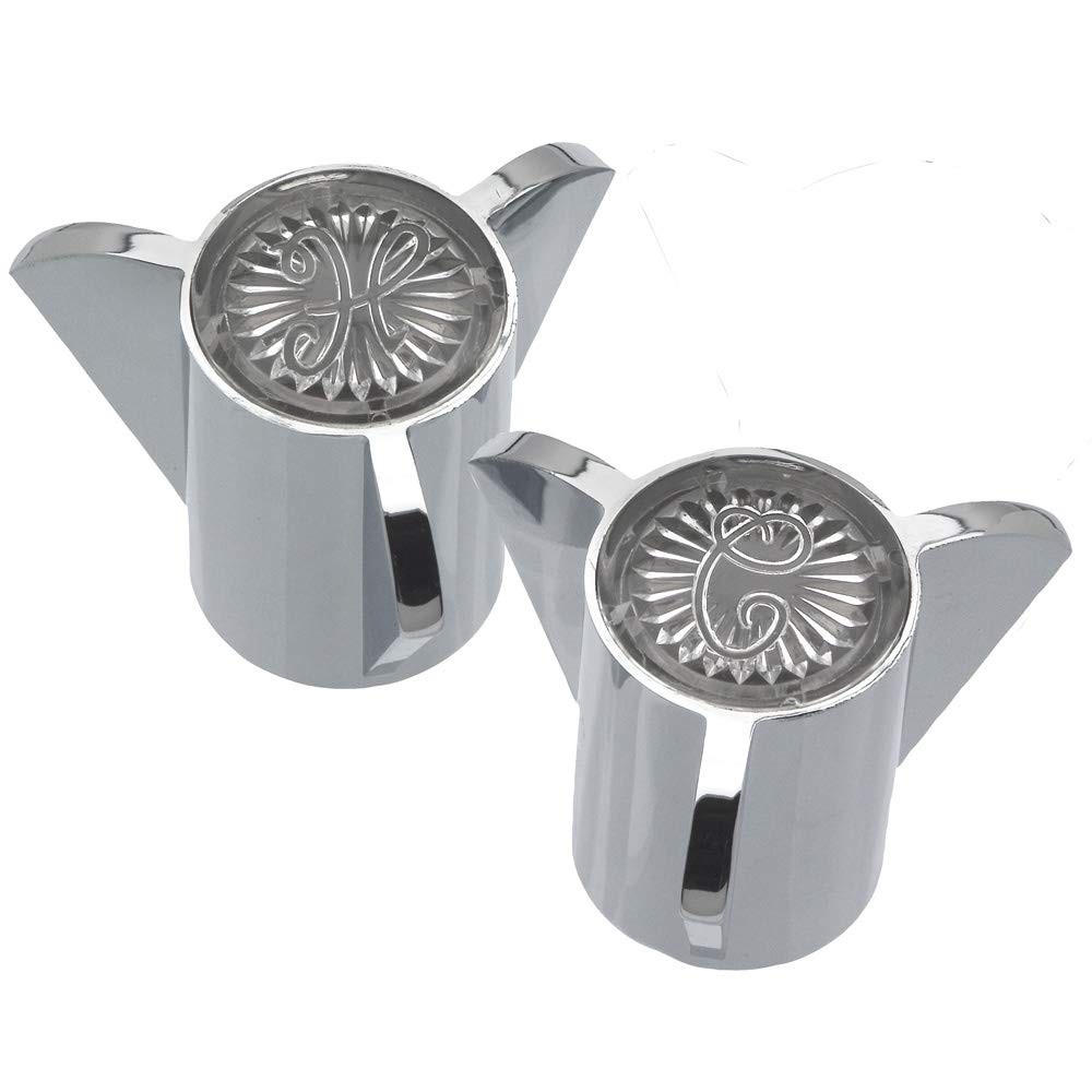Chrome Metal Faucet Handles Pair Hot Cold 13/8 x 2 Tub Shower Valve Replacement