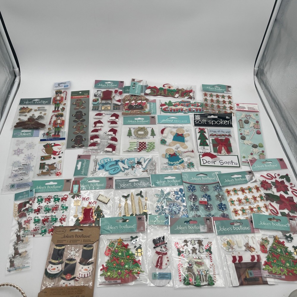 LOT OF 30 JOLEES STICKERS~Christmas ~Rare & HTF~NEW 3D Scrapbooking Junk Journal
