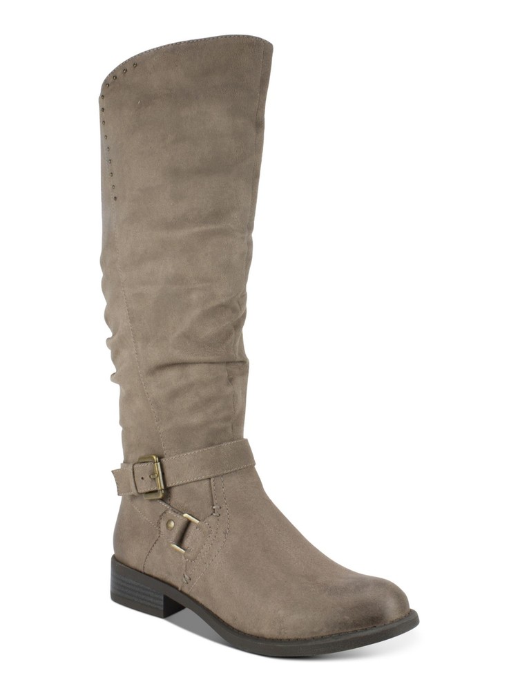 WHITE MOUNTAIN Womens Beige Gore Liona Almond Toe Block Heel Riding Boot 8 M