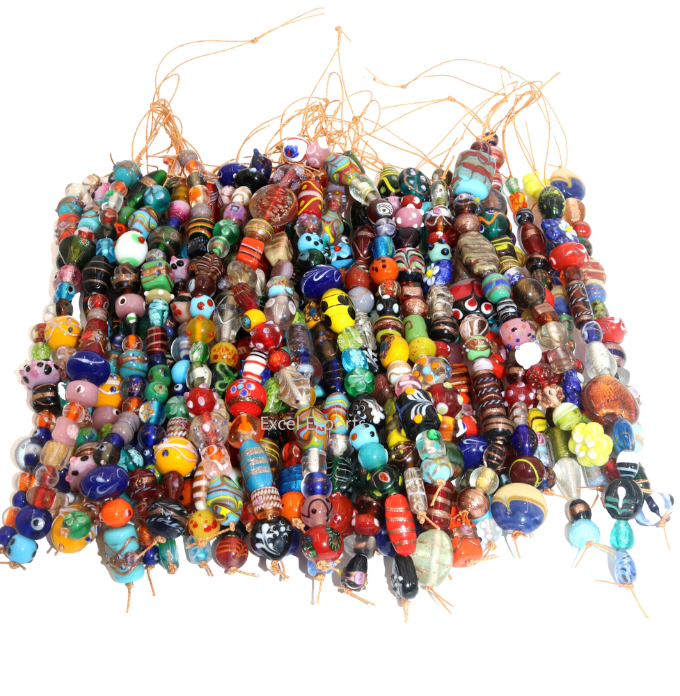 20 Strands Multy style & size Lamp Work Glass Beads, Handmade Jewelry Beads
