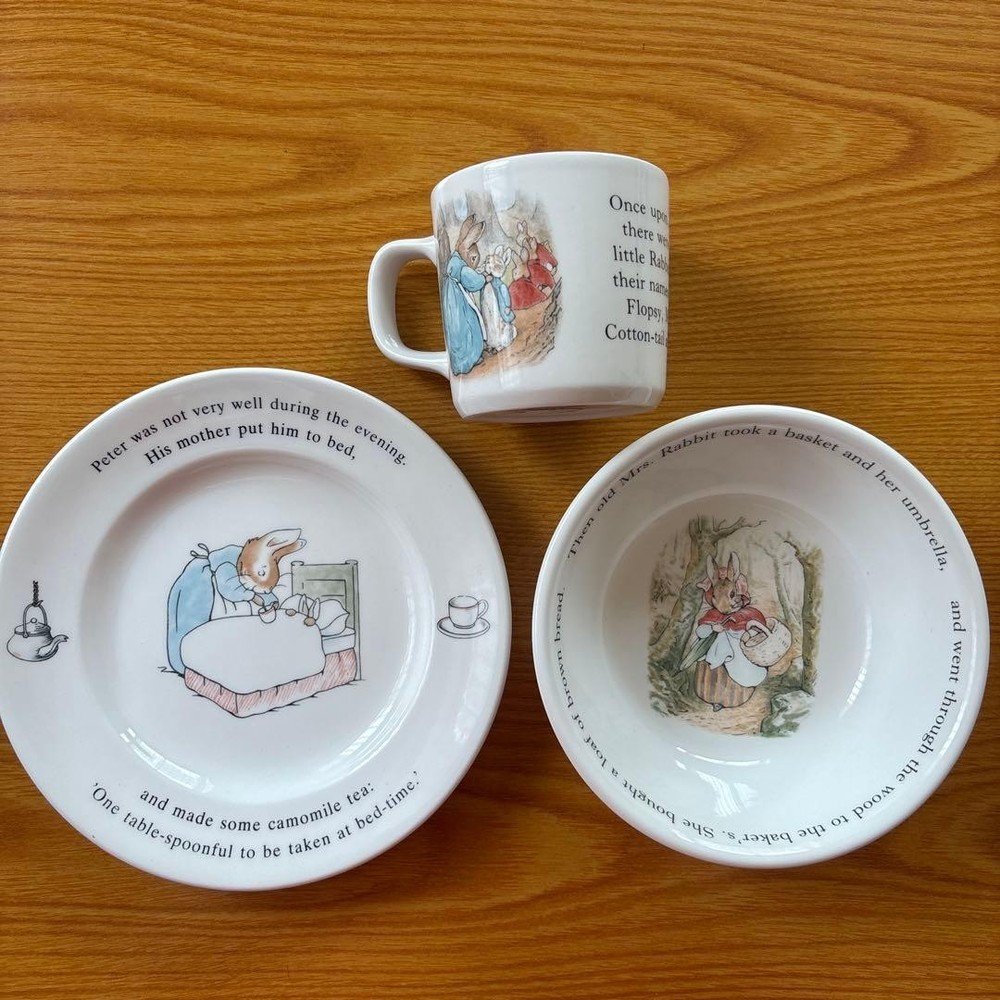 Wedgwood Peter Rabbit 3-Piece Set Mug Plate Bowl New