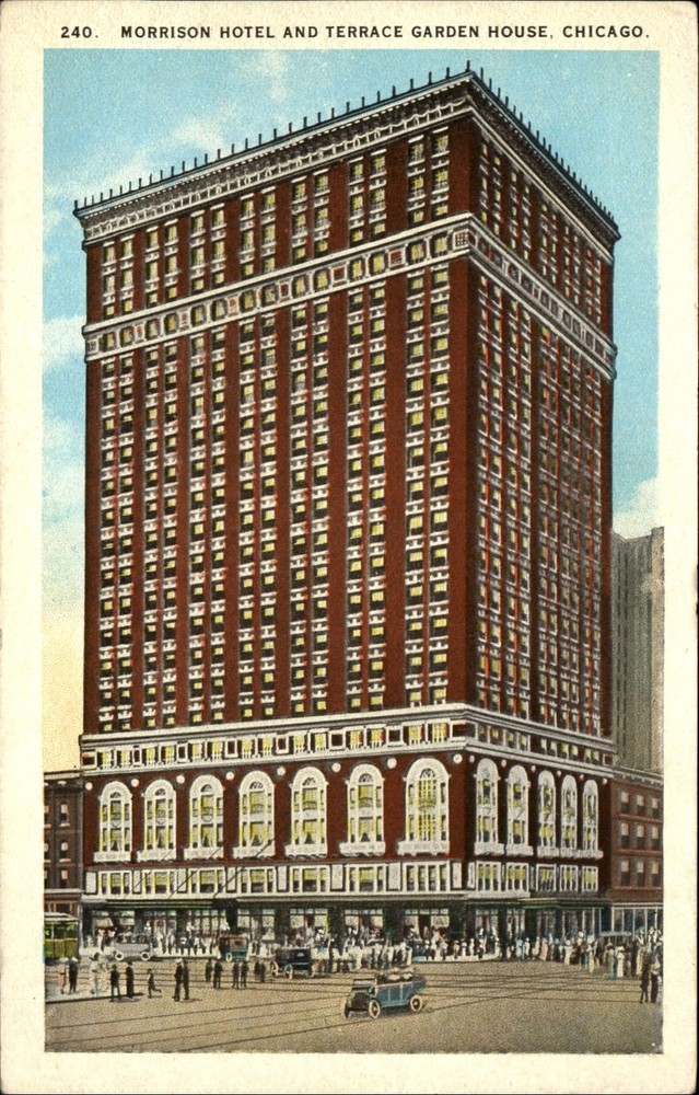 Morrison Hotel Terrace Garden House Chicago Illinois IL ~ 1920s vintage postcard