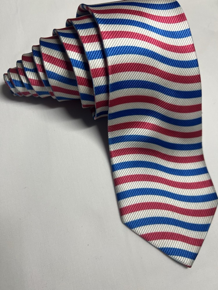 Red-white-and-blue striped Repp Tie Ribbed Synthetic.