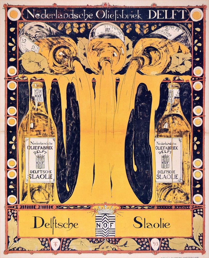 Delftsche Slaolie Nouveau Decorative Poster. Home Graphic Art Design 3988
