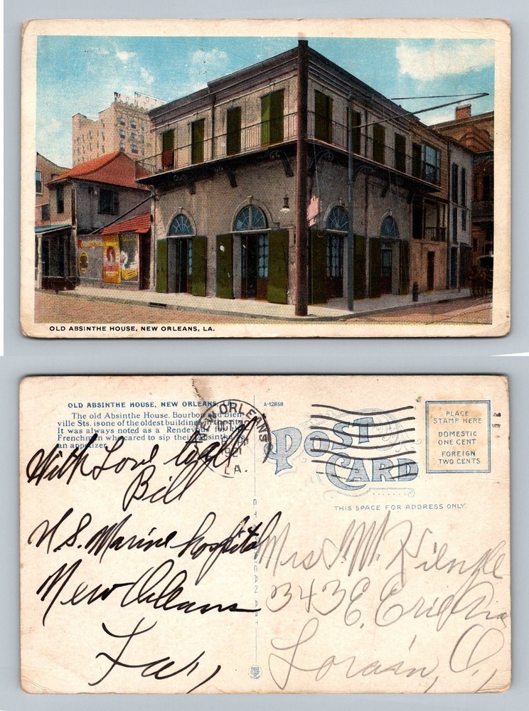 New Orleans, LA-Louisiana, Old Absinthe House Bourbon Corner Vintage Postcard-image