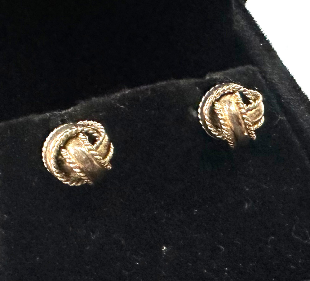 Vintage Knot Stud Earrings MARKED 925 Sterling Silver Jewelry Lot H