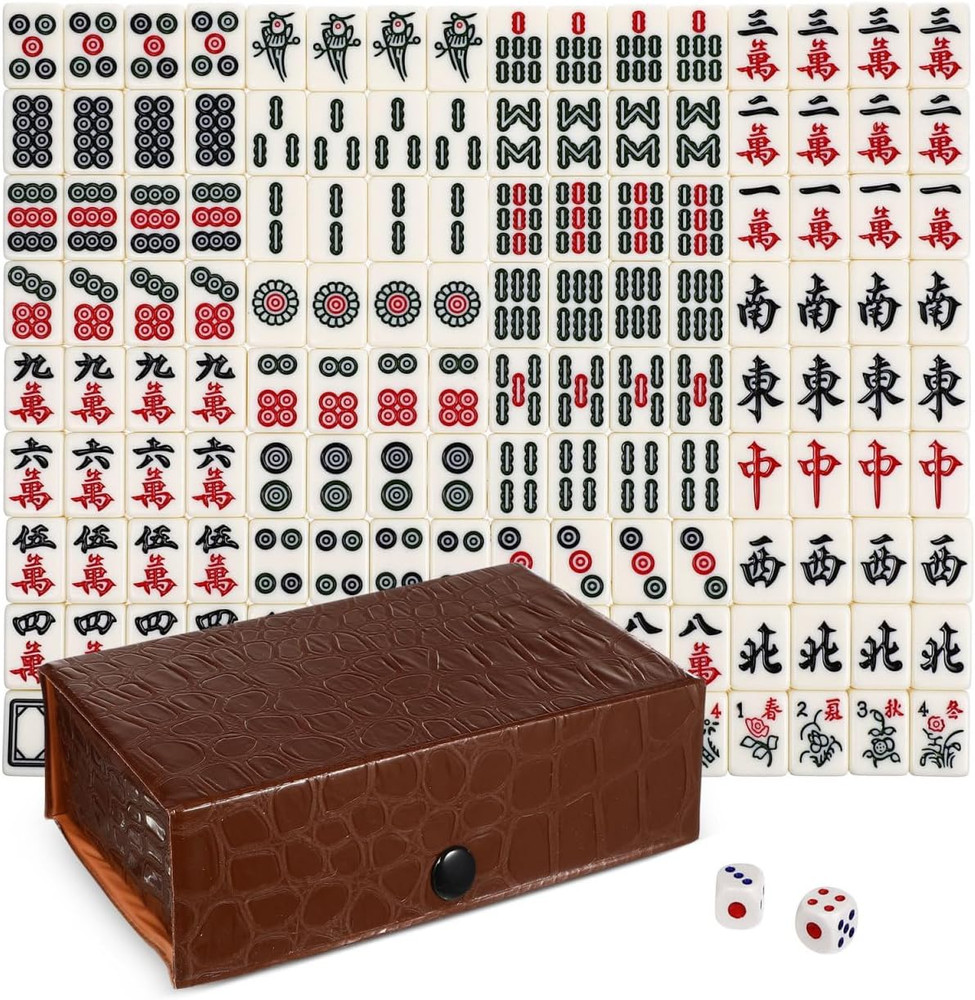 BESPORTBLE Mahjong Tile Set - Portable Travel American Mahjong Game with 146 Til