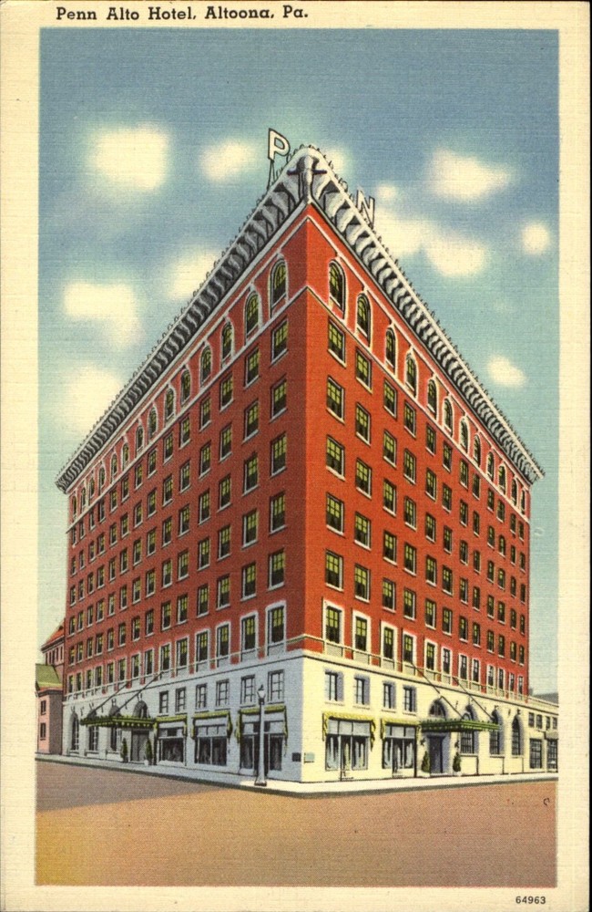 Penn Alto Hotel Altoona Pennsylvania PA ~ 1930s vintage postcard