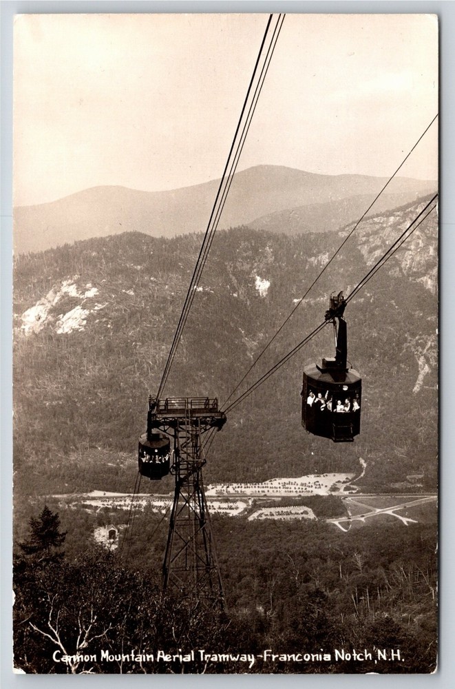 RPPC~Canyon Mountain Aerial Tramway Franconia Notch NH~Real Photo Postcard