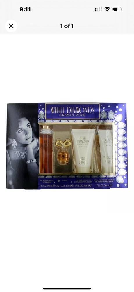White Diamonds by Elizabeth Taylor, 4 Piece Gift Set women (With 1.7oz)