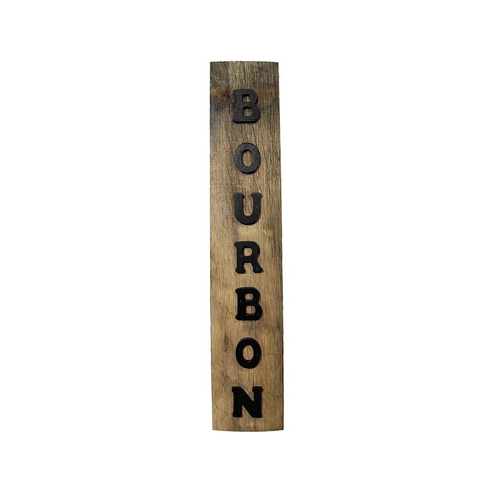 Reclaimed Bourbon Barrel Stave Sign for Rustic Home Bar Decor