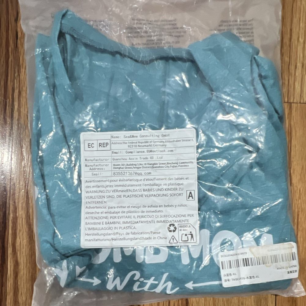 Women’s Blue Graphic Print Crew Neck Sleeveless Tank Top Shirt XL Regular