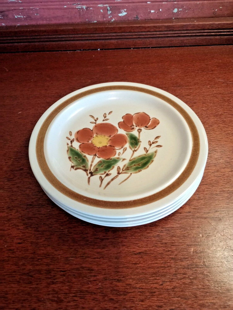 JC Penney's Woodlands Stoneware ~ Set of 4 Salad Plates ~ 7 1/2
