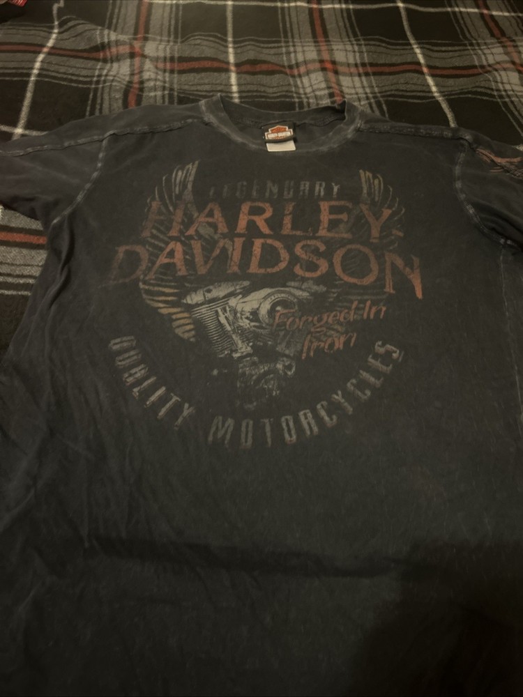 Harley-Davidson Men's T-Shirt Large Forged In Iron Short Sleeve Graphic Black