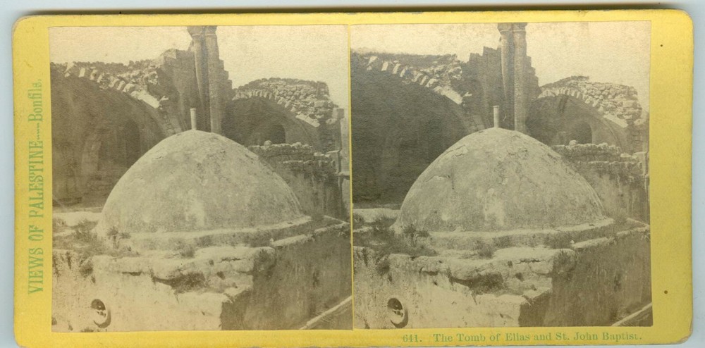 B4533~1870’s Palestine Stereoview Tomb of Elias & St John Baptist Felix Bonfils
