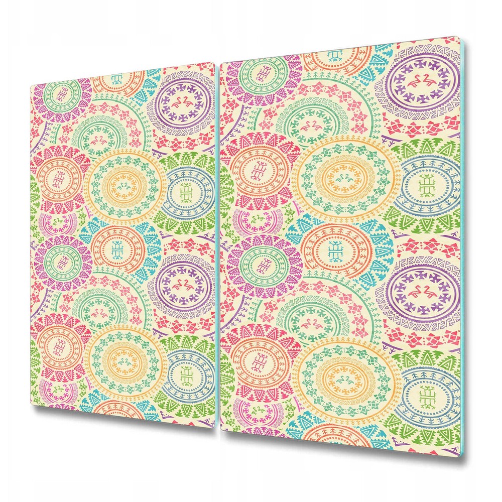 Glass Worktop Kitchen Chopping Board Round Geometrical Colourful Circles 2x30x52