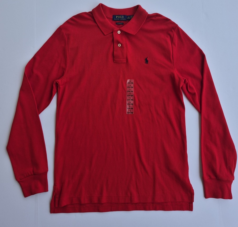 Ralph Lauren Polo Classic Fit Long Sleeve Red T-Shirt Boys Large (14-16)