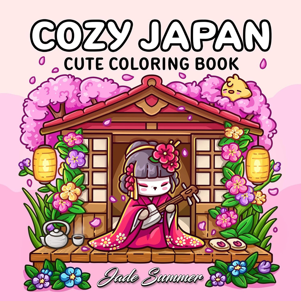 Cozy Japan: Cute Coloring Book for Adults and Teens with Charming Characters and