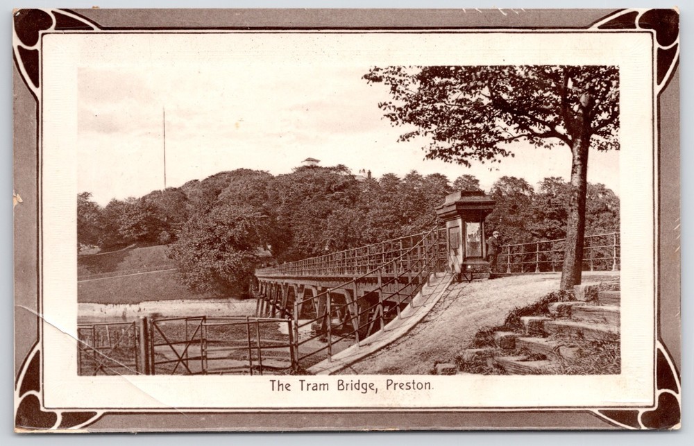 RPPC UK England Preston Tram Bridge Lancashire c1911 Schofield Postcard