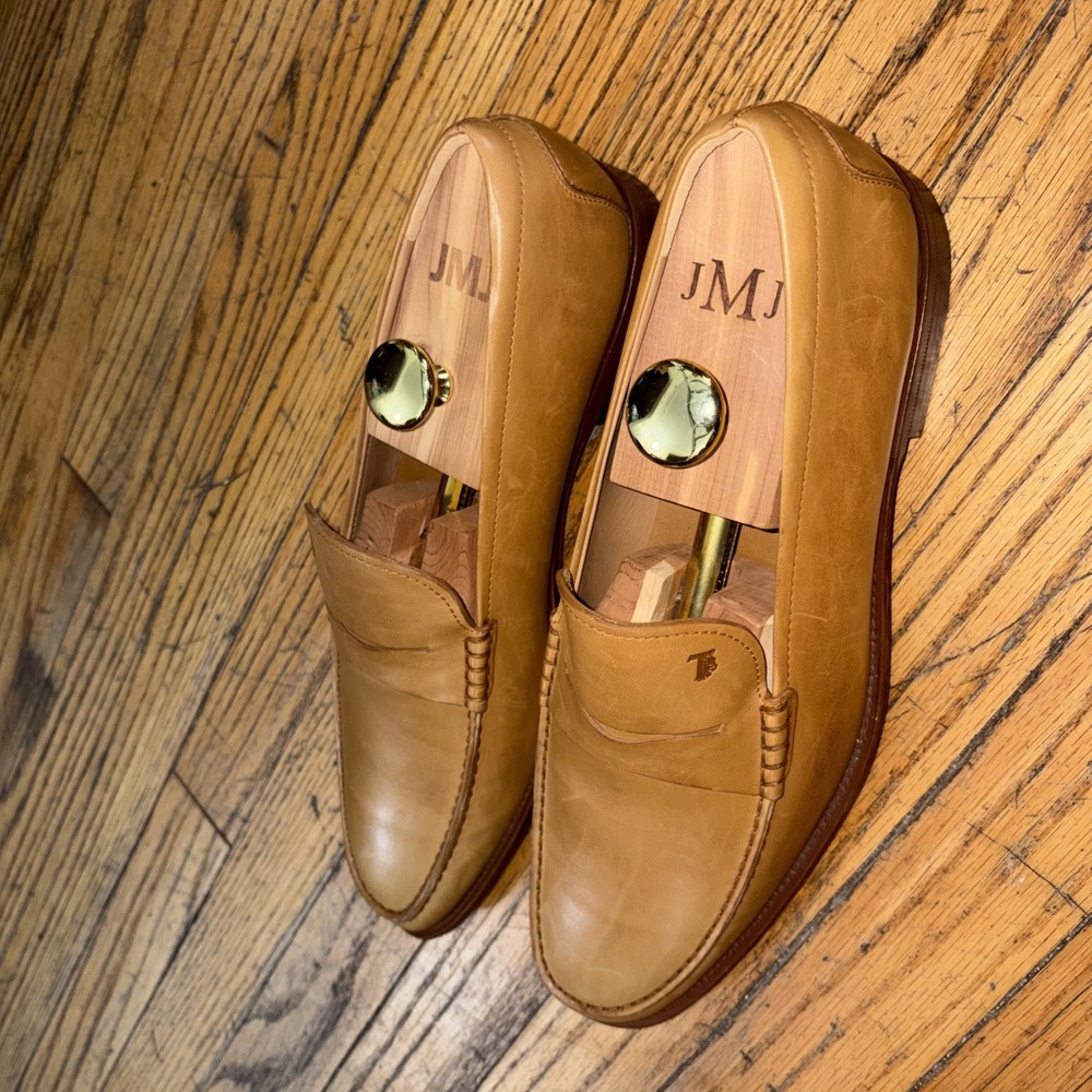 Tods Mens  Leather  Tan Penny Loafers Shoes Size 10 1/2 M