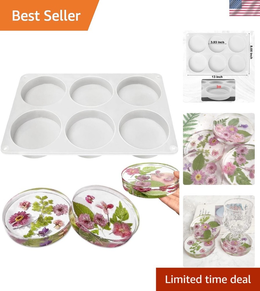 Elegant 6-Cavity Silicone Coaster Molds for DIY Crafts and Resin Art  