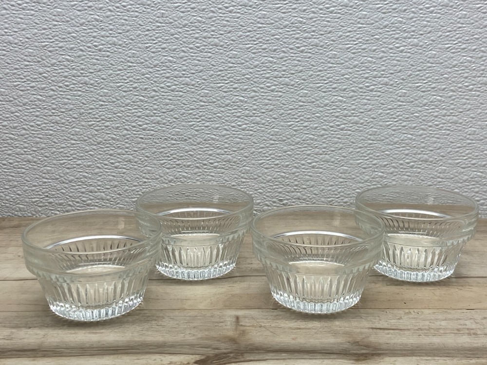 Vtg Libbey Clear Glass Duratuff Ramekings Dessert Bowls 5oz Set Of 4 Made In USA