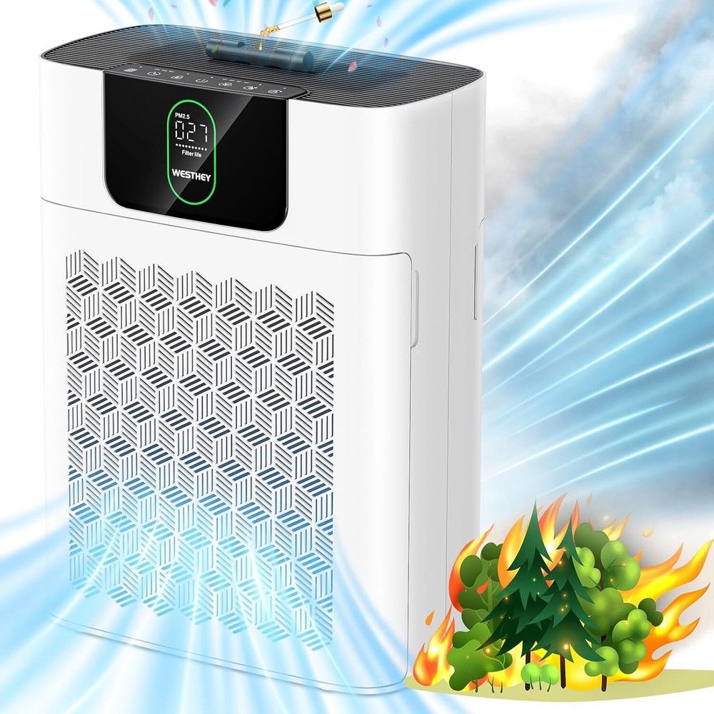 Air Purifiers for Home Large Room Up to 2500 ft², WESTHEY HEPA Filter White