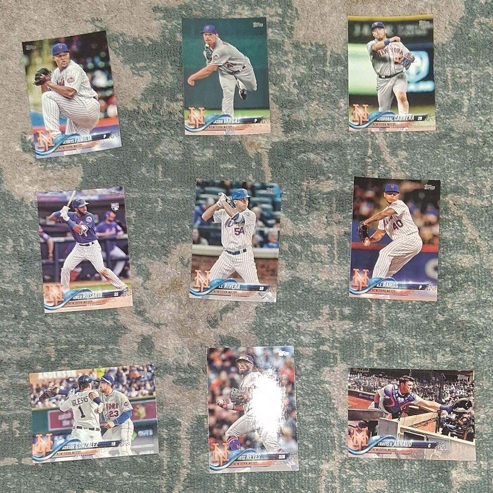Topps 2018 New York Mets MLB Baseball Trading Card Lot - 9 Cards