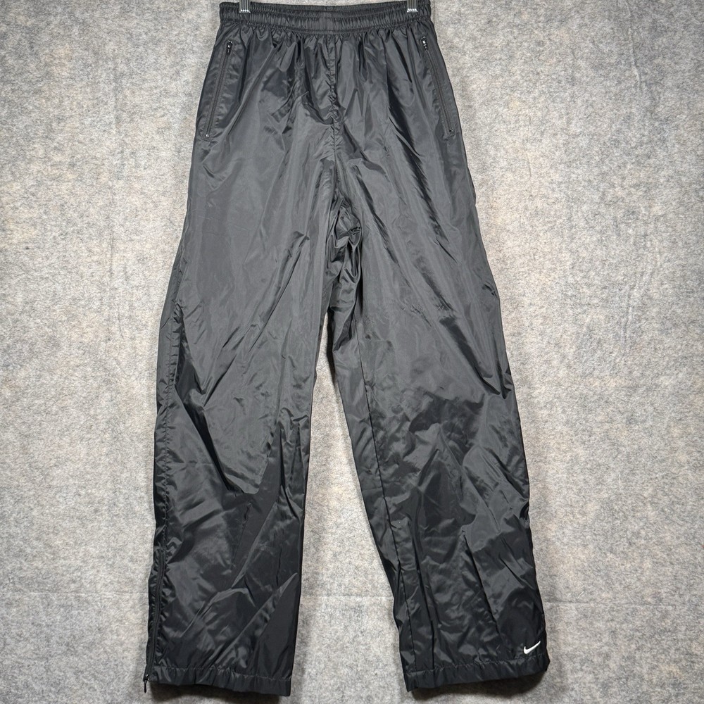 Vintage Y2K Womens Nike Black Nylon Lined Windbreaker Track Pants Size L 12-14