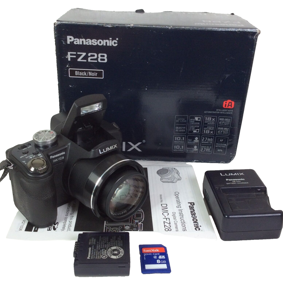 Panasonic Lumix DMC-FZ28 10.1MP Digital Bridge Camera Black Tested - BOXED