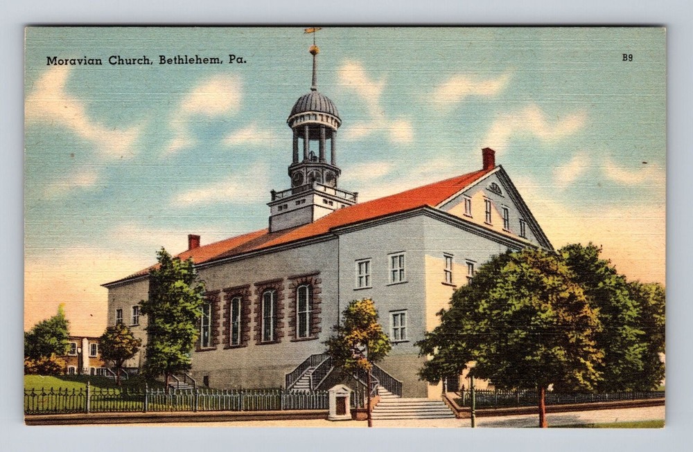 Bethlehem PA-Pennsylvania, Moravian Church, Religion, Antique, Vintage Postcard