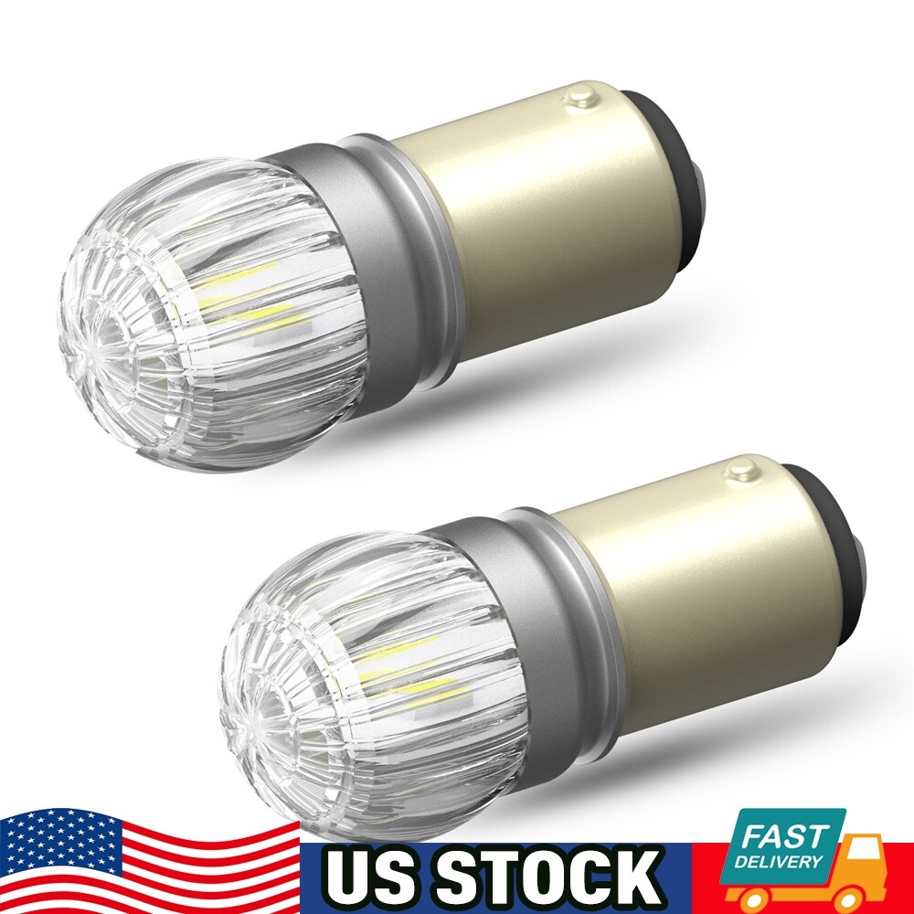 2x 1157 LED Tail Brake Stop Reverse Parking Turn Signal Light Bulbs White 6000K