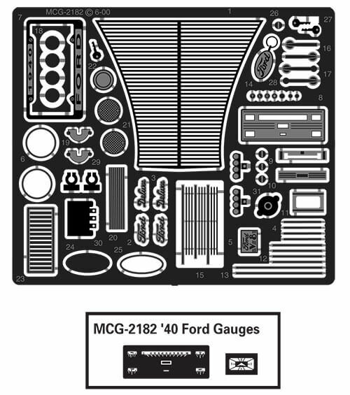 Model Car Garage Photo-Etched Detail Set 1/25 1940 Ford Convertible MCG-2182