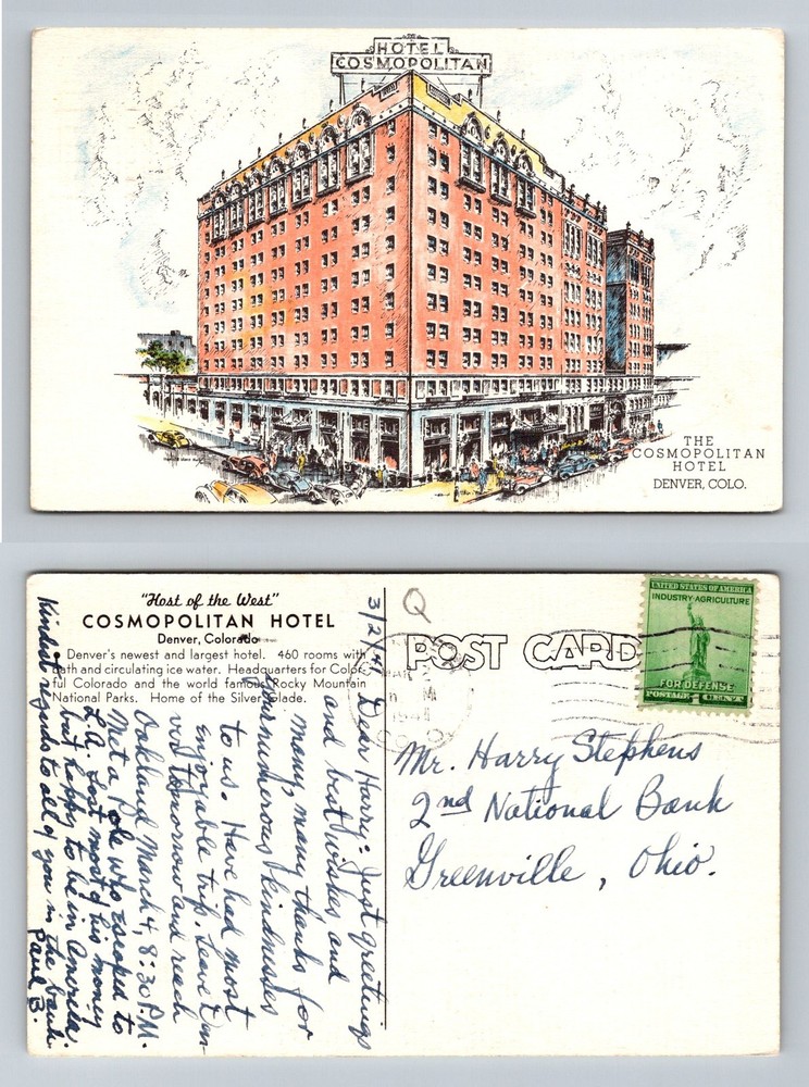 Denver, CO-Colorado, Cosmopolitan Hotel “Host of the West” Vintage Postcard