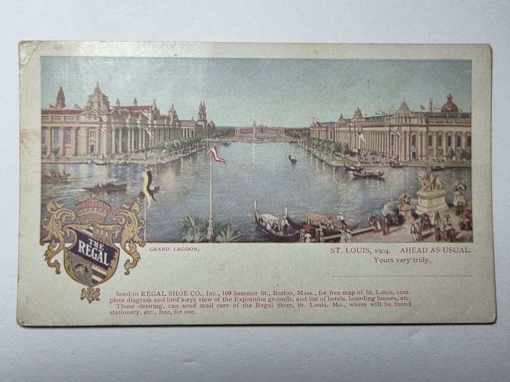 1904 St. Louis Exposition Grand Lagoon Regal Shoe Private Mailing Card