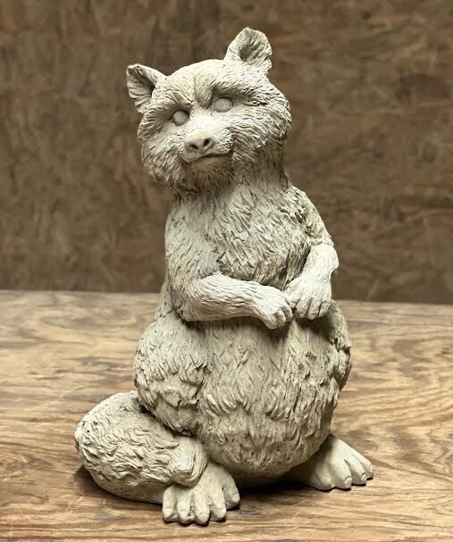 Realistic Standing Raccoon Statue Forest Animal Figure Yard Concrete Decor 
